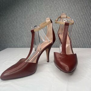 Elegant Brown T-Strap Women's Heels
